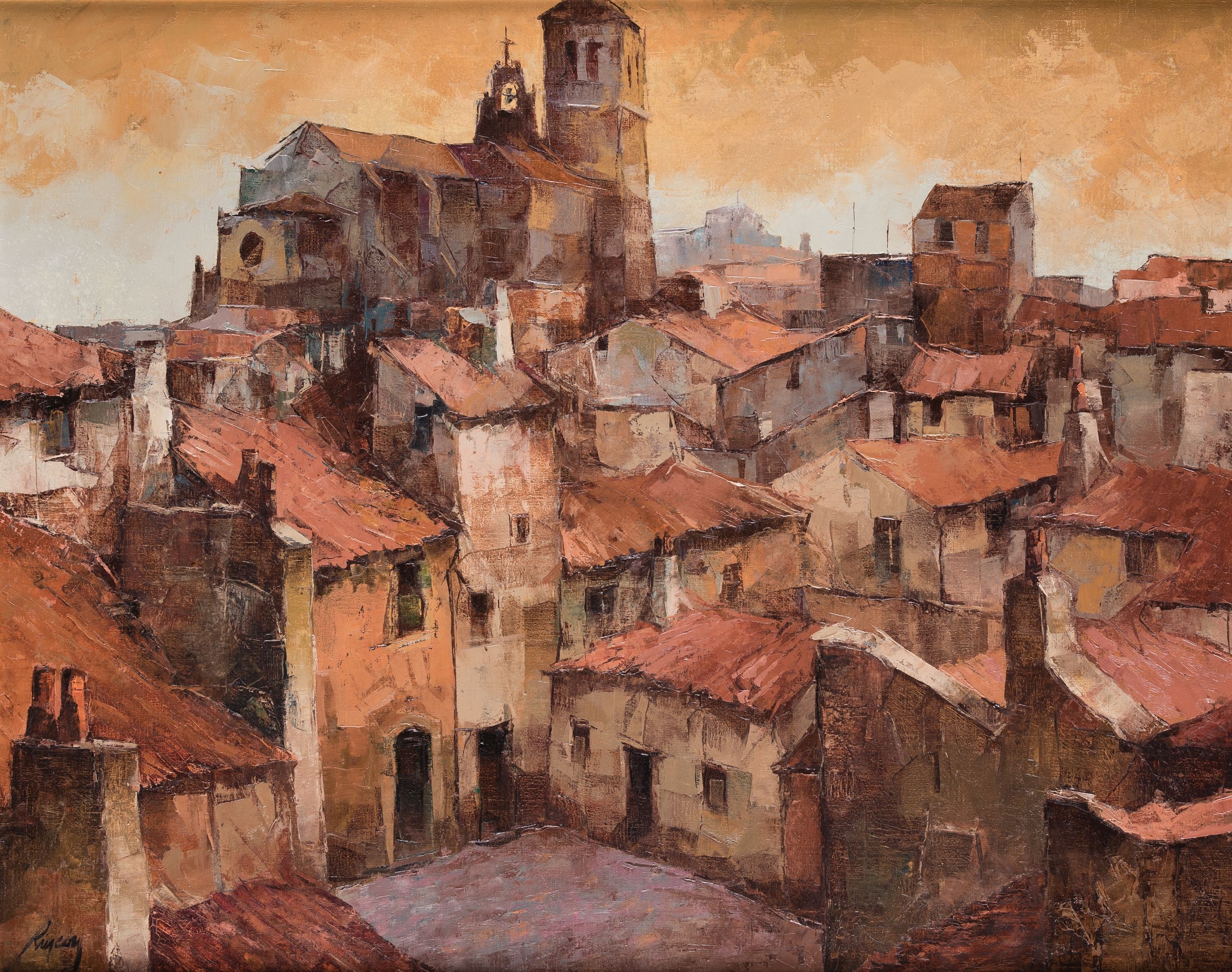 Artwork by Carlos Rincon, CARLOS RINCON Santander (1916) / ? (?) "Town view, Made of oil on canvas