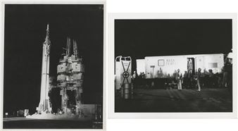 [Mercury Redstone 3] THE LAUNCH OF THE FIRST AMERICAN IN SPACE: Alan Shepard Gazing Up at the Redstone Rocket on the Pad (diptych) - Bill Taub