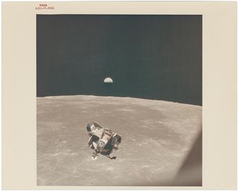 Michael Collins | Earth rising above the lunar horizon with the