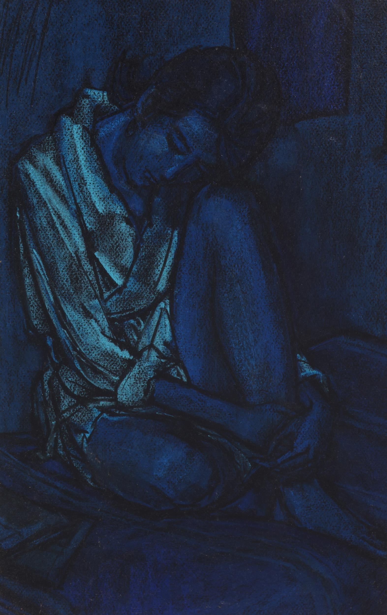 Artwork by Maurice Mann, Model In White Robe, Made of oil on board