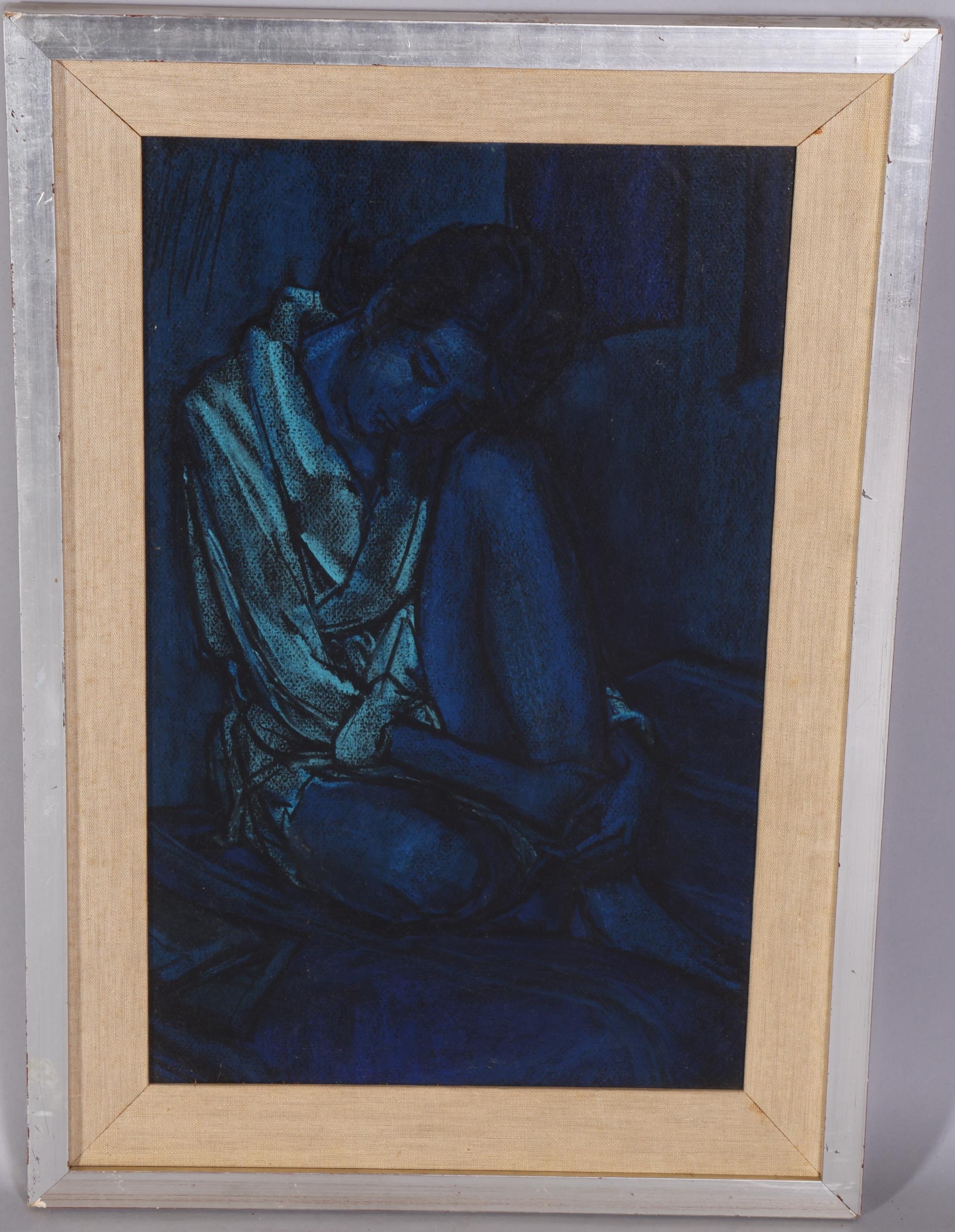 Artwork by Maurice Mann, Model In White Robe, Made of oil on board