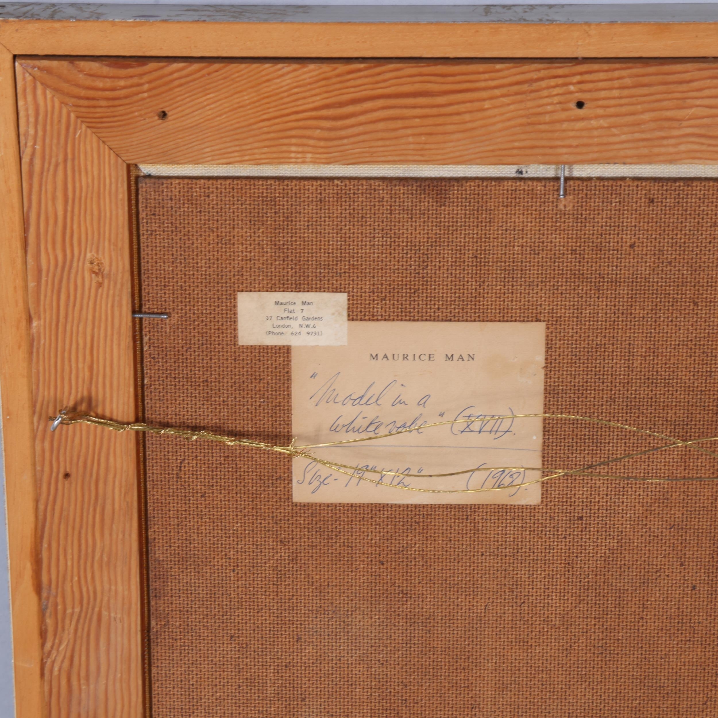 Artwork by Maurice Mann, Model In White Robe, Made of oil on board