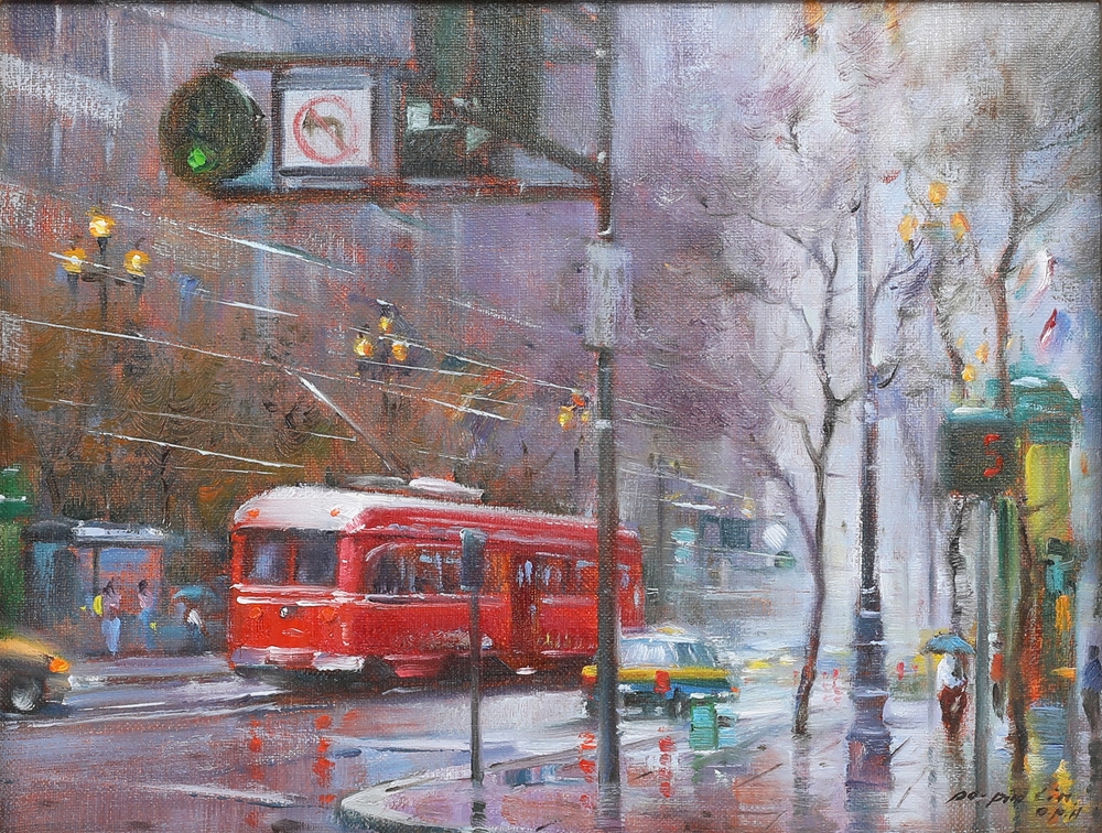 Artwork by Po Pin Lin, Wash Day, Made of oil on canvas painting