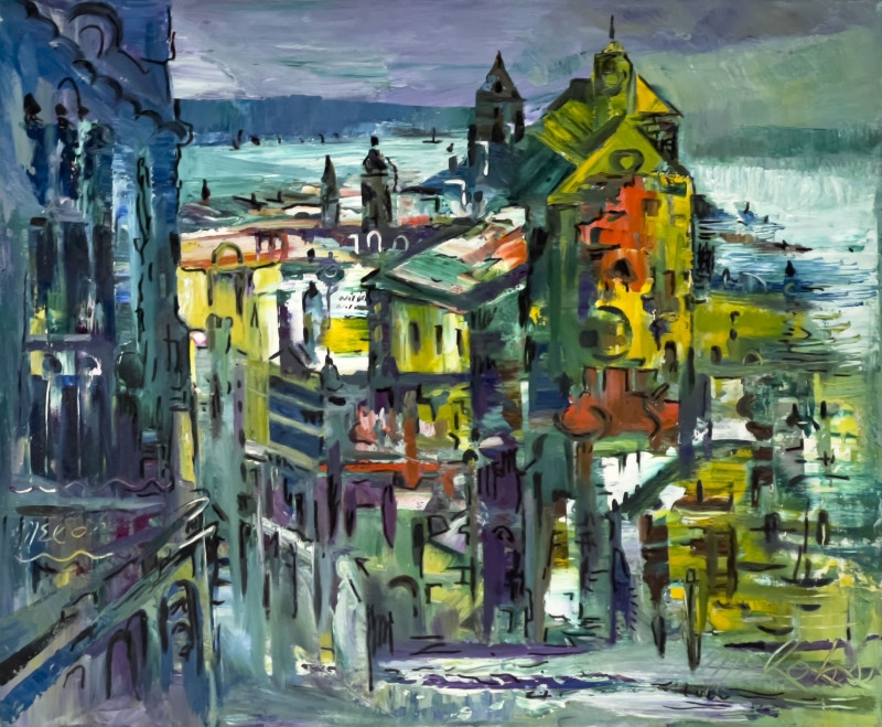 Artwork by Charles Melohs, Tarringtown (Tarrytown) on Hudson, Made of oil on canvas