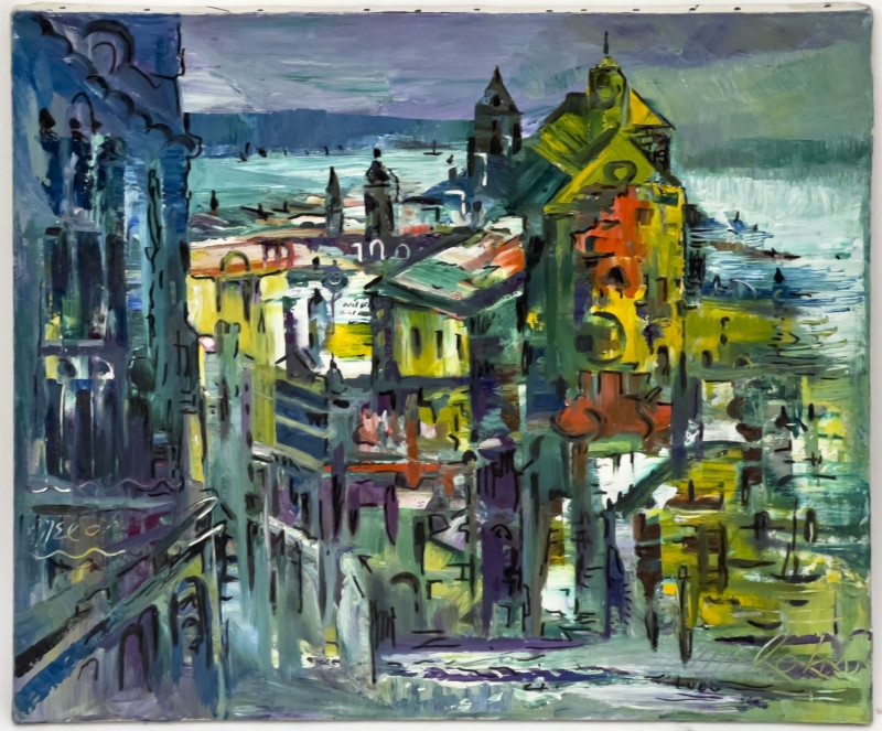 Artwork by Charles Melohs, Tarringtown (Tarrytown) on Hudson, Made of oil on canvas