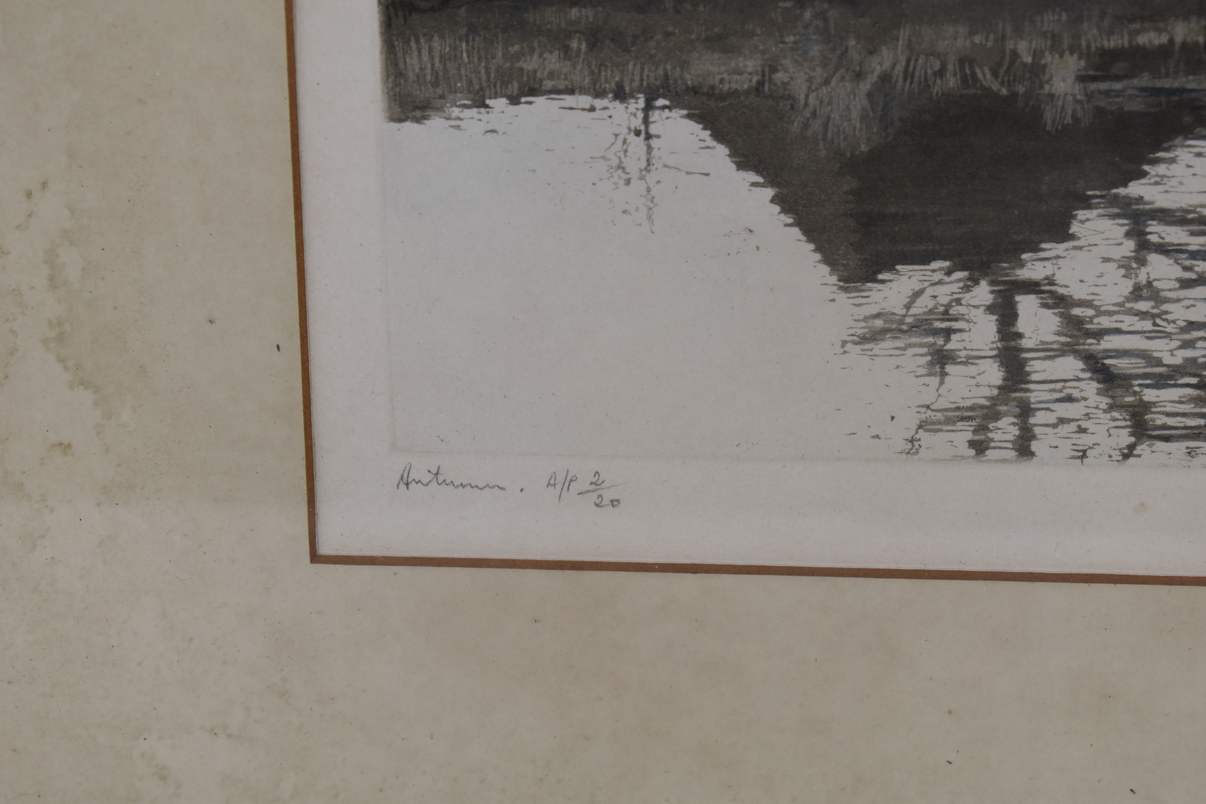 Paul Bisson | Autumn'. A colour etching depicting a river scene. Signed ...