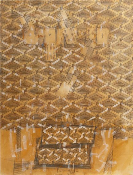 Landscape with Cards by Vladimir Nikolaevich Nemukhin, dated 1988