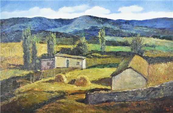 Egidio Cerrito | PAISAJE SERRANO CON PARVAS Y RANCHO (1985) | MutualArt