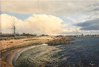 "Verdreihte Natur, Wellen fressen sich im Winter in den Heidesand (Talsperre)." - Heinz Kramer-Hinte