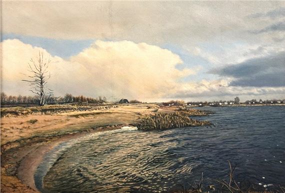 "Verdreihte Natur, Wellen fressen sich im Winter in den Heidesand (Talsperre)." by Heinz Kramer-Hinte, 1967