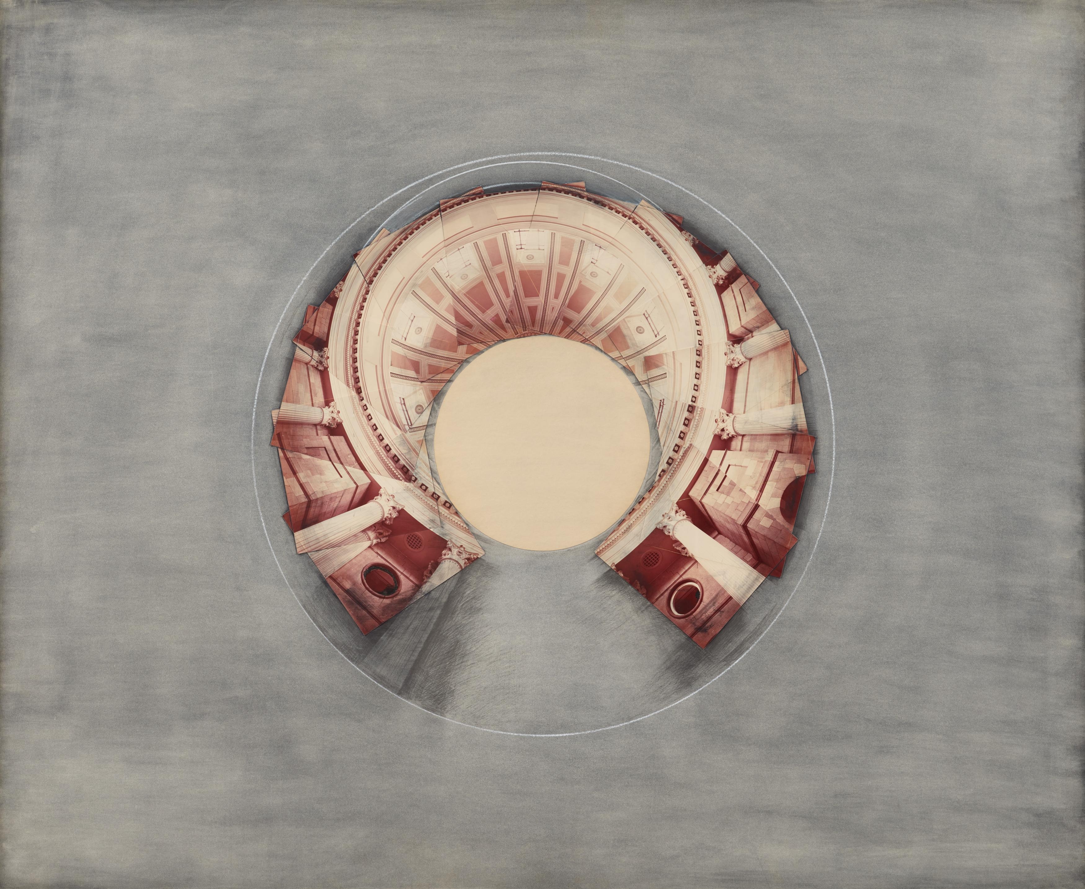 Artwork by Jan Dibbets, Four Courts, Dublin, Made of Mixed media (watercolour, pencil, chalk, paper and photographs, collaged) on chipboard