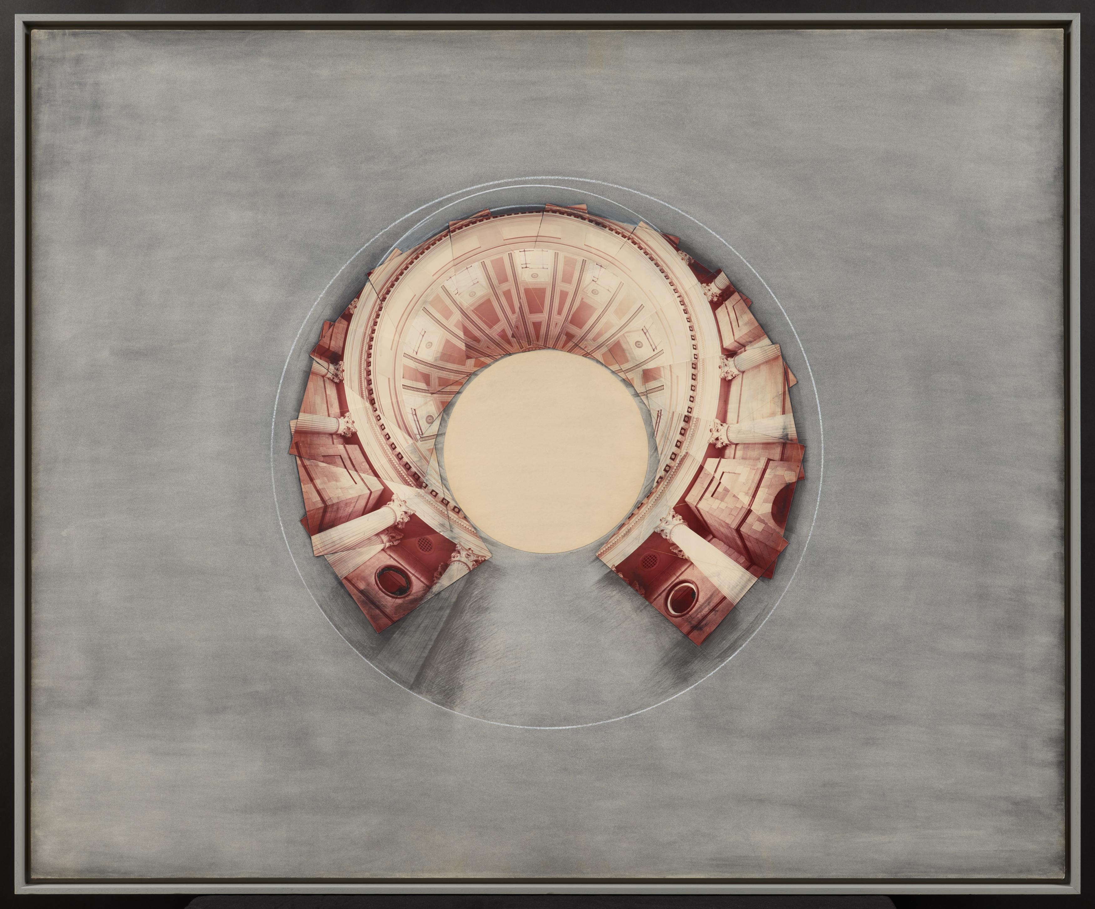 Artwork by Jan Dibbets, Four Courts, Dublin, Made of Mixed media (watercolour, pencil, chalk, paper and photographs, collaged) on chipboard