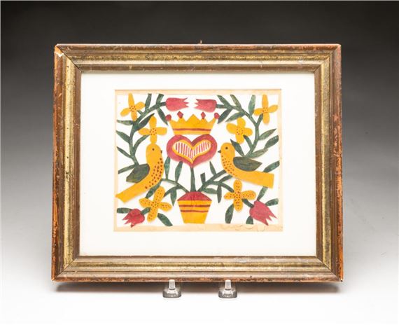 SCHERENSCHNITTE WATER COLOR by American School, 19th Century, early 19th Century