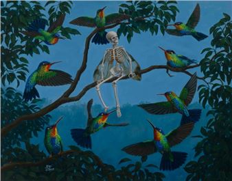 Whimsy Meets Mortality in Fantastical Paintings of Skeletons With Butterfly Wings
