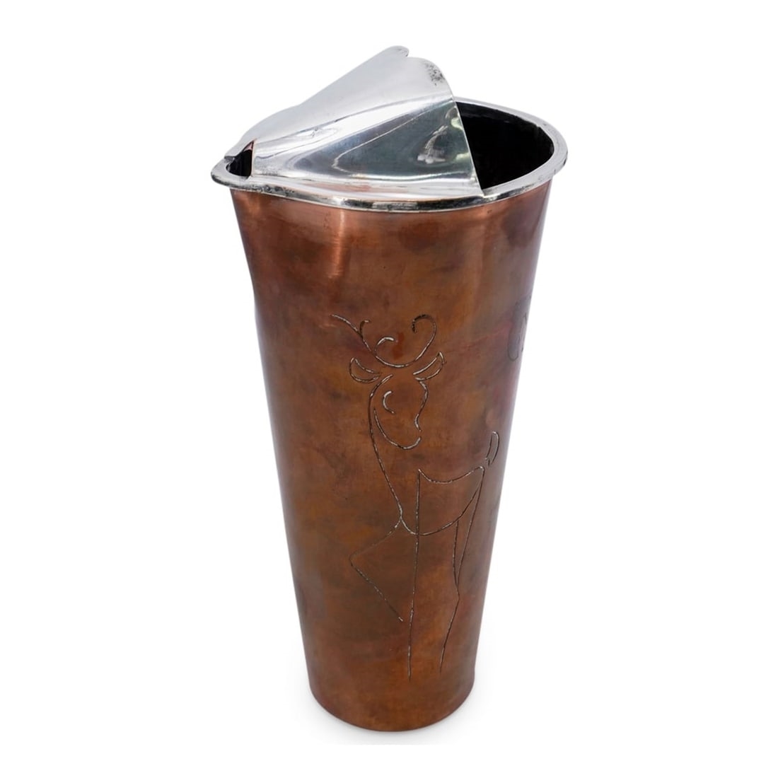 Artwork by Los Castillo, Vintage Copper and Silver Cocktail Pitcher by Los Castillo, Made of Silver plated