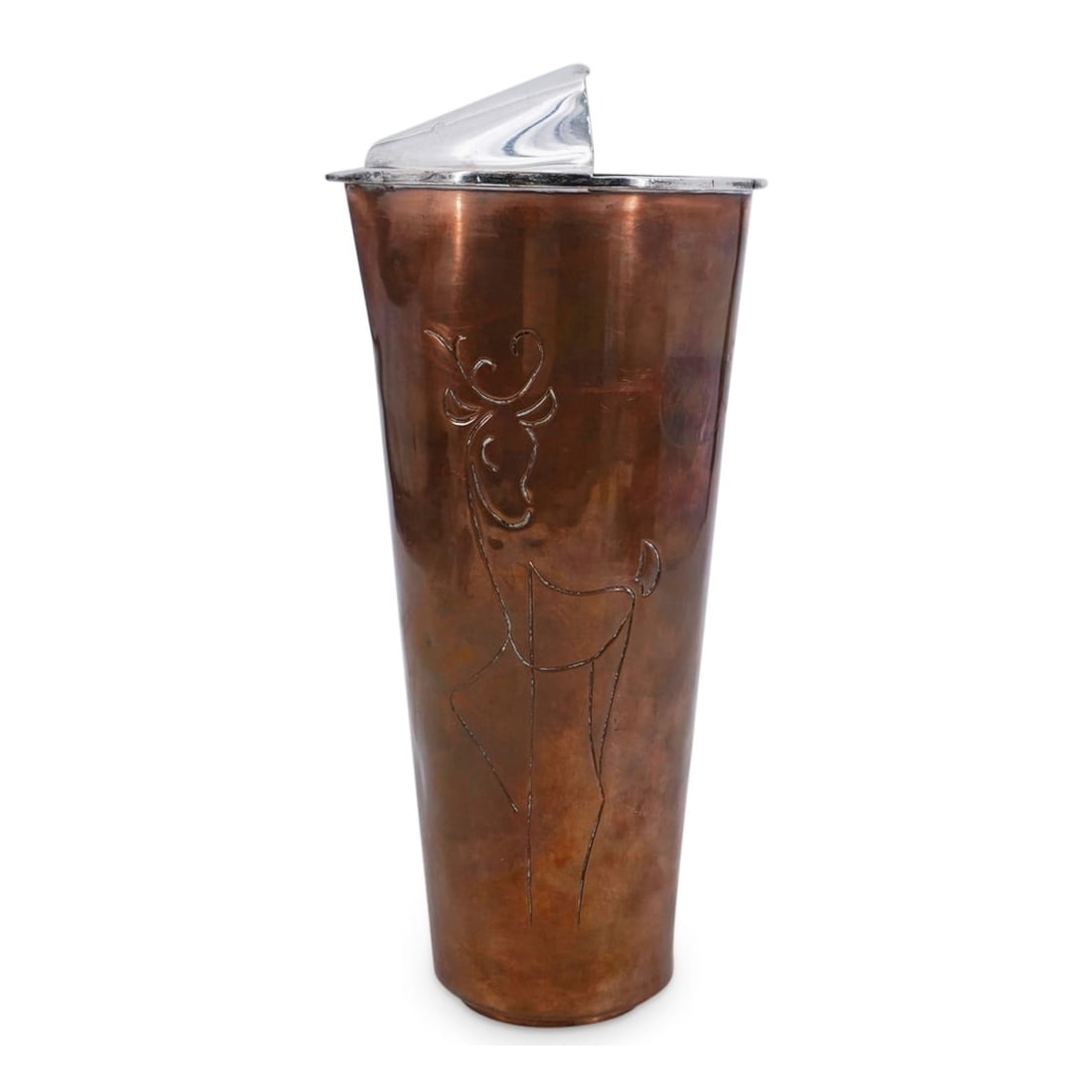 Artwork by Los Castillo, Vintage Copper and Silver Cocktail Pitcher by Los Castillo, Made of Silver plated