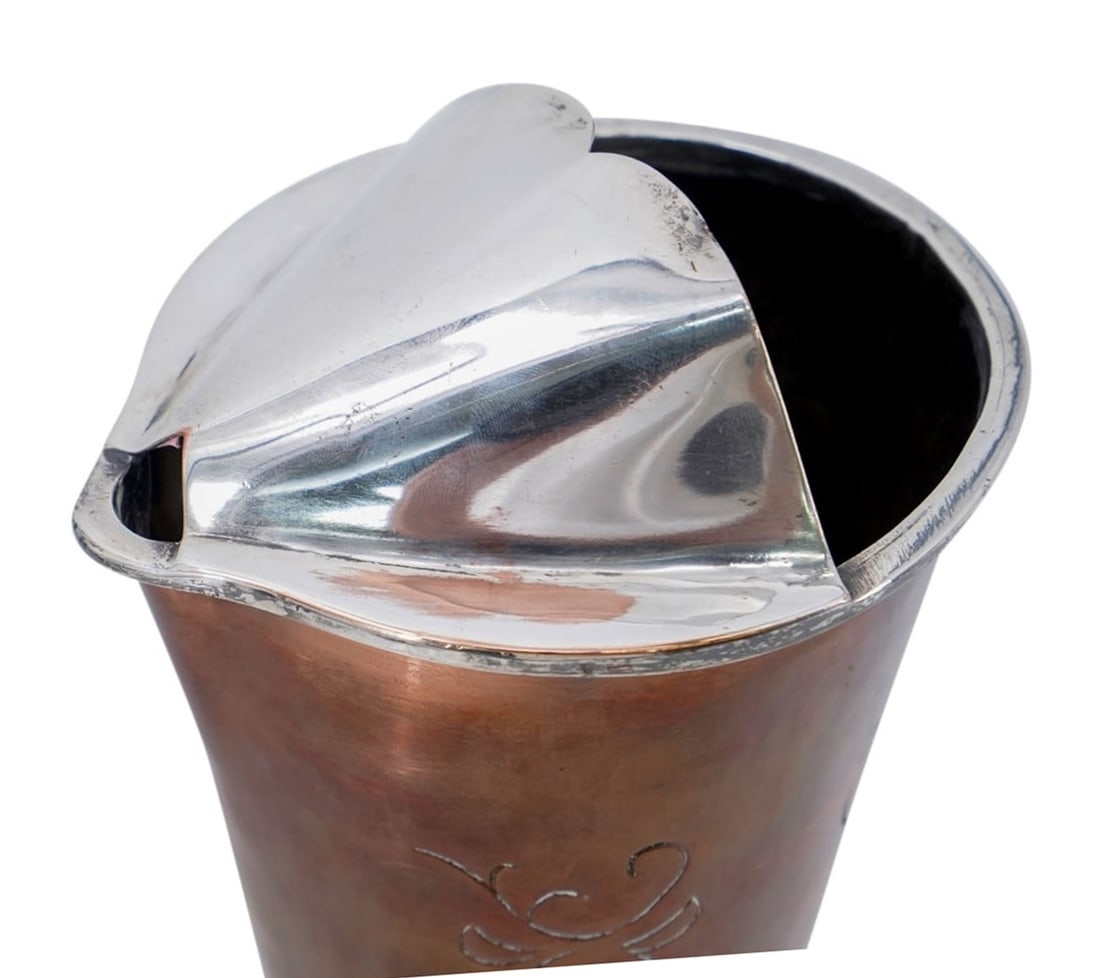 Artwork by Los Castillo, Vintage Copper and Silver Cocktail Pitcher by Los Castillo, Made of Silver plated