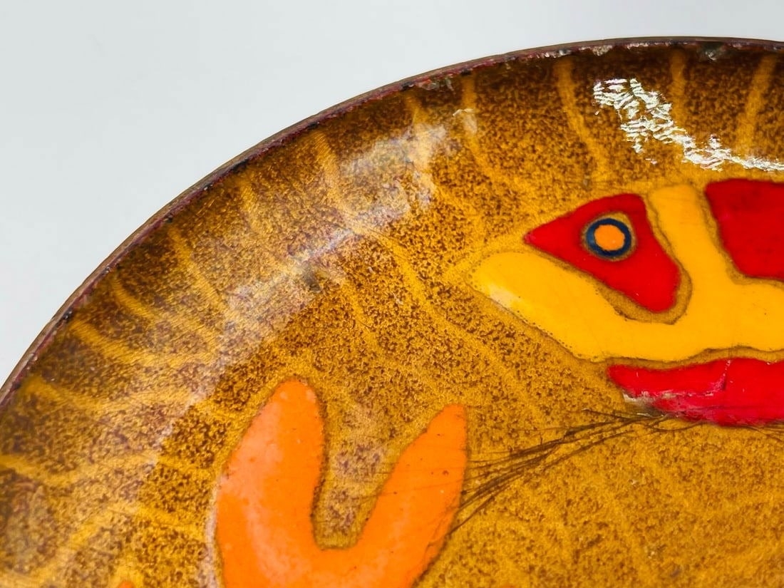 Artwork by Los Castillo, Vintage Copper & Enamel Plate by Miguel Pineda for Los Castillo, Signed, Mexico 20th Century, Made of copper and enamel plate