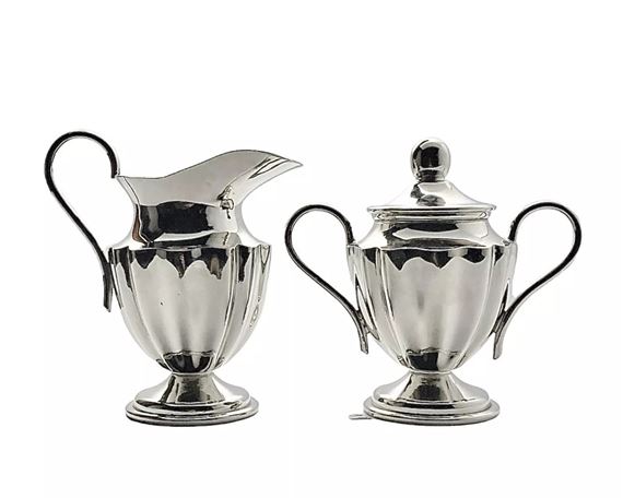 Silverplated Creamer & Lidded Sugar Pot by Los Castillo, Mexico 1970s