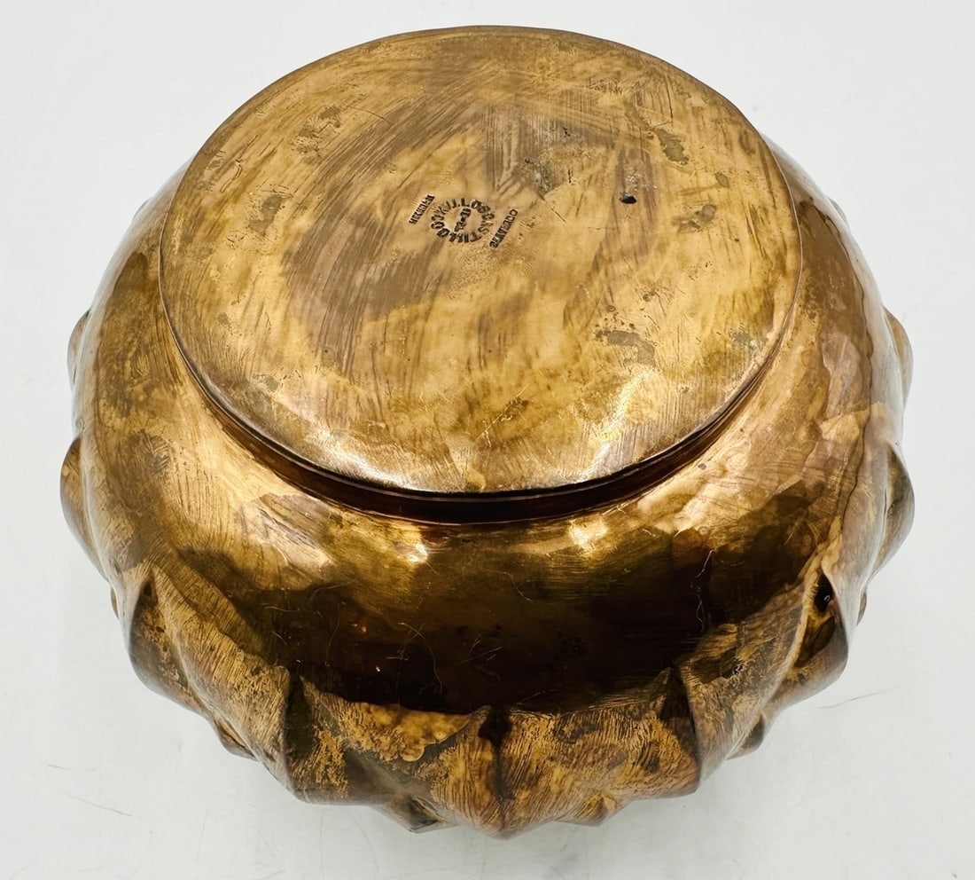 Artwork by Los Castillo, Copper and Mother of Pearl Inlay Lobed Vase by Los Castillo, Mexico 1960's, Made of sculpture