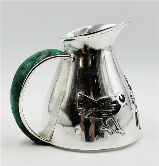Silver & Malachite Water Pitcher by Los Castillo, Mexico 1960s by Los Castillo, 1960