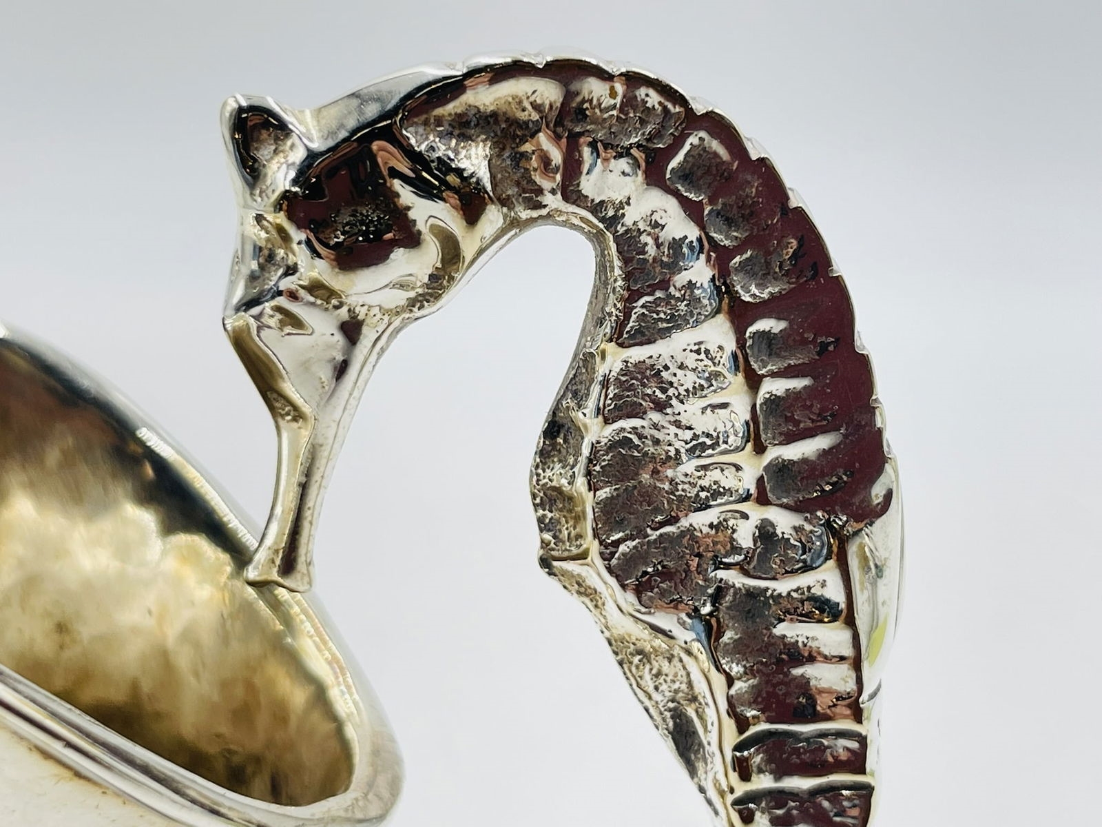Artwork by Los Castillo, Silver Plated Creamer Pitcher With Seahorse Handle by Los Castillo, Mexico 1970's, Made of Silver plated