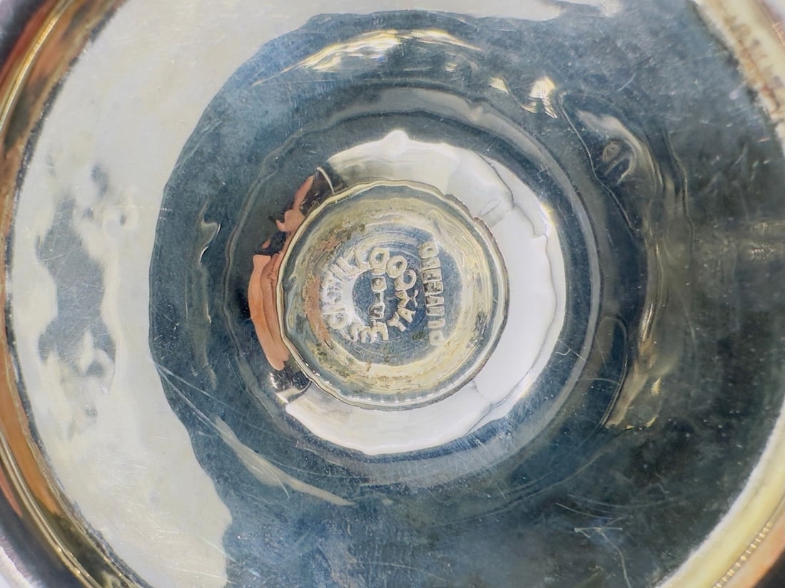 Artwork by Los Castillo, Set of 8 Hammered Silver & Inlaid Malachite Water/Wine Glasses by Los Castillo, Mexico 20th Century, Made of hammered silver and inlaid malachite stone