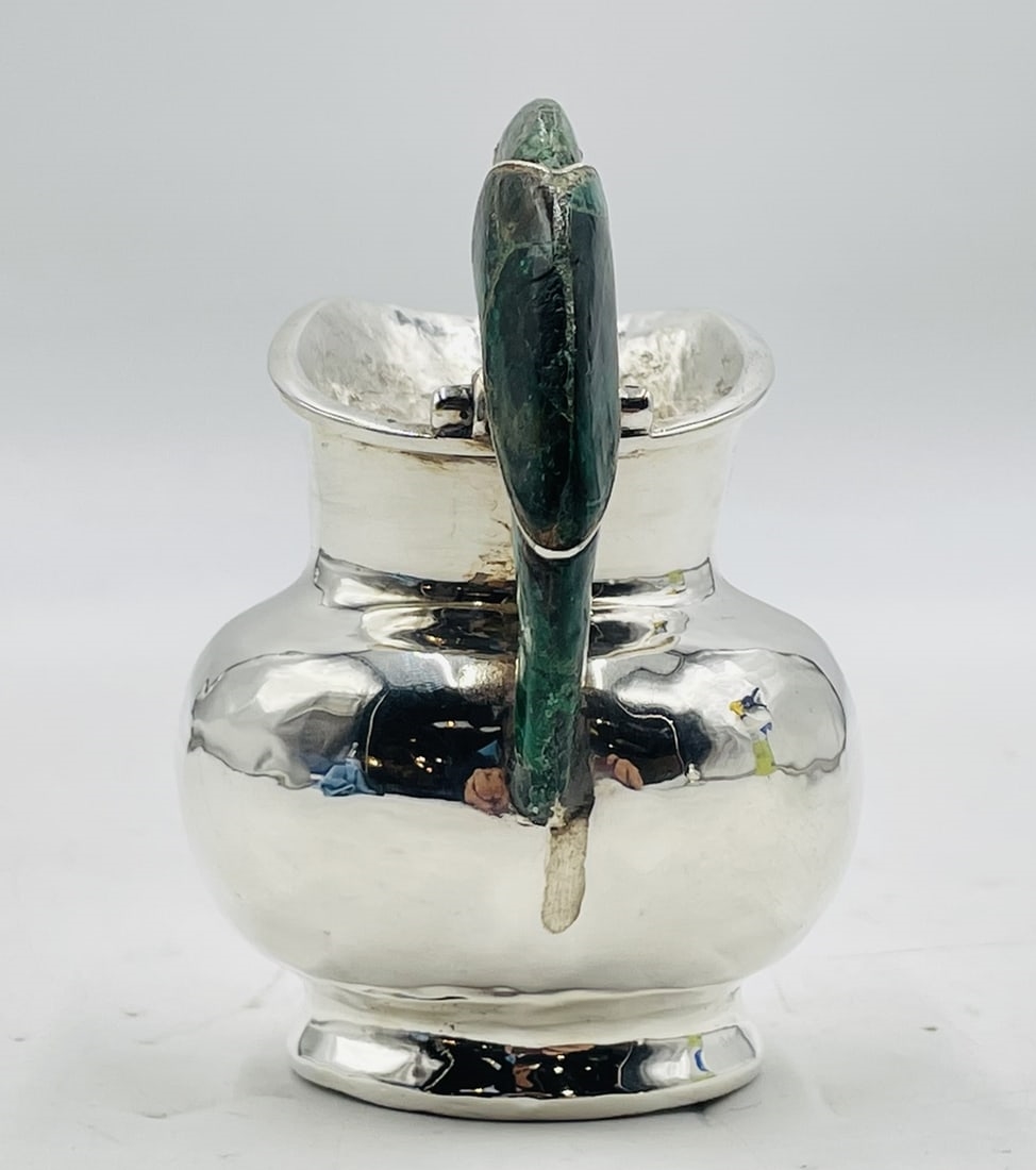 Artwork by Los Castillo, Vintage Creamer Pitcher in Malachite, Lapis Lazuli & Silverplate by Los Castillo, Made of sculpture is made in brass with malachite