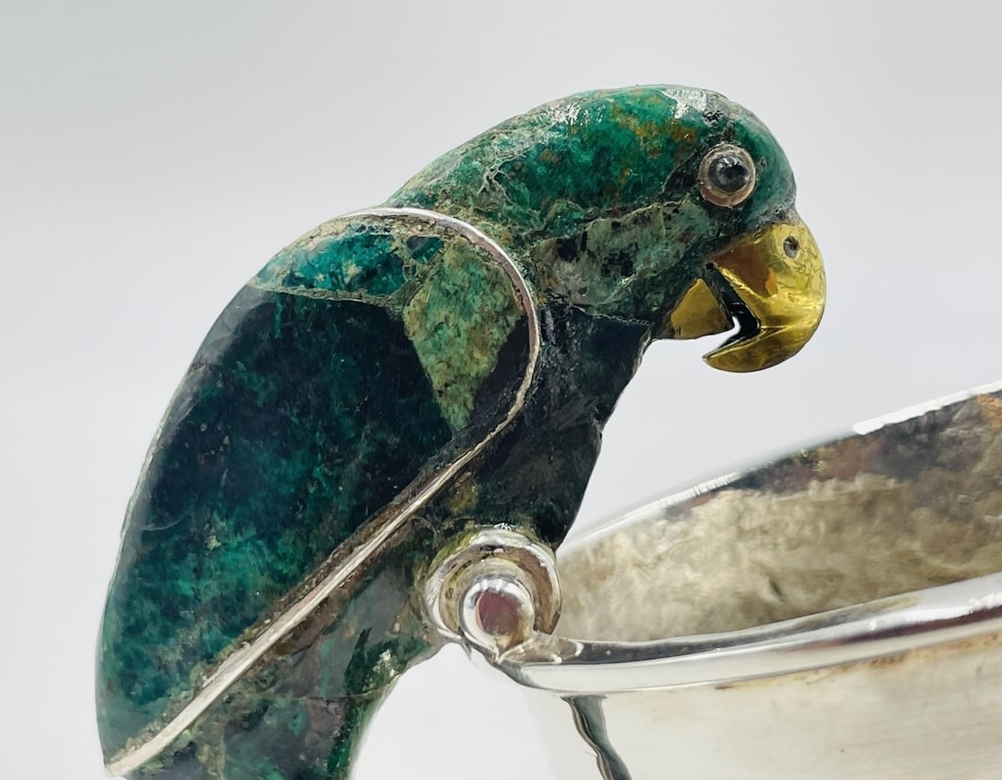 Artwork by Los Castillo, Vintage Creamer Pitcher in Malachite, Lapis Lazuli & Silverplate by Los Castillo, Made of sculpture is made in brass with malachite