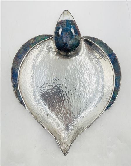 Silver Cobra tray With Lapis Lazuli & Malachite by Los Castillo, 20th Century Mexico