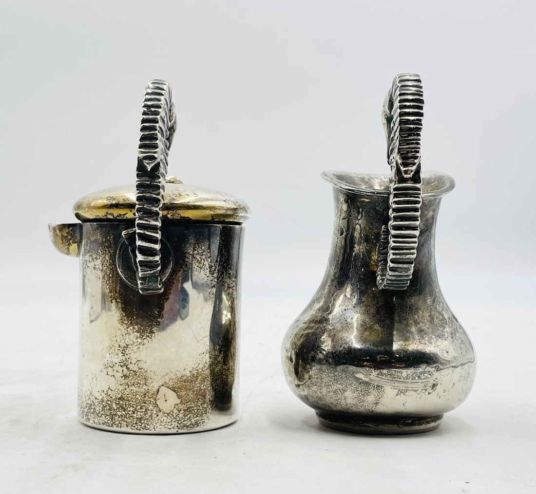 Artwork by Los Castillo, Los Castillo, Silver Creamer and Pitcher with Seahorse Handles, Mexico 1960's, Made of Silver Cream