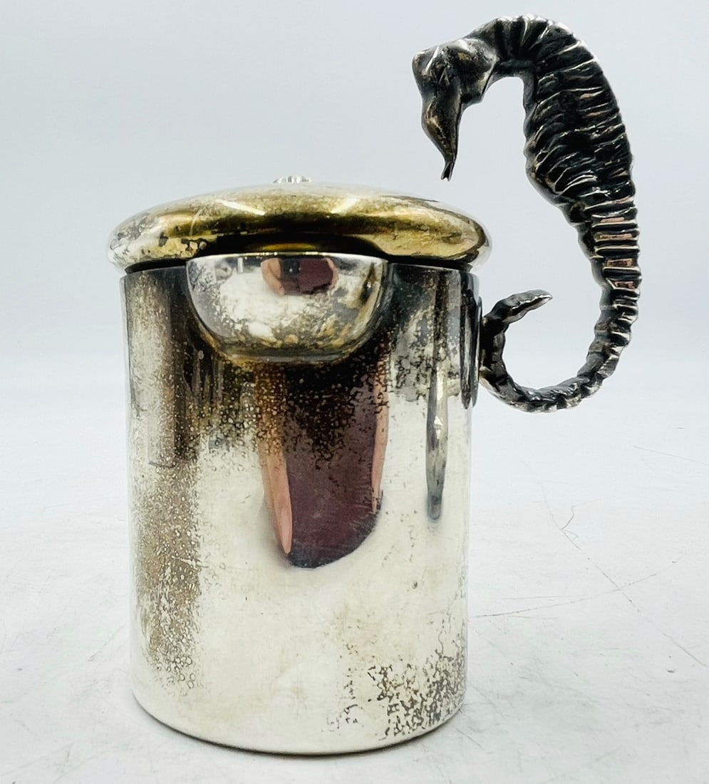 Artwork by Los Castillo, Los Castillo, Silver Creamer and Pitcher with Seahorse Handles, Mexico 1960's, Made of Silver Cream