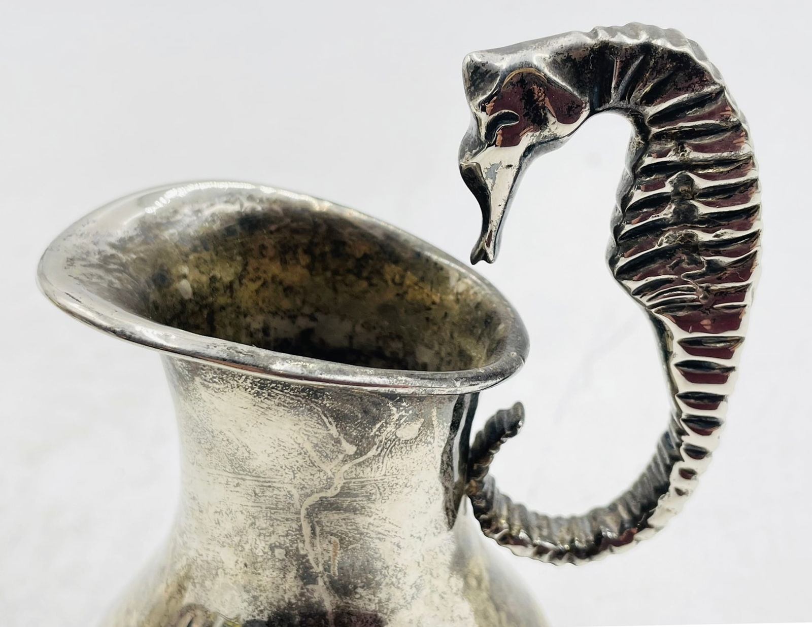 Artwork by Los Castillo, Los Castillo, Silver Creamer and Pitcher with Seahorse Handles, Mexico 1960's, Made of Silver Cream