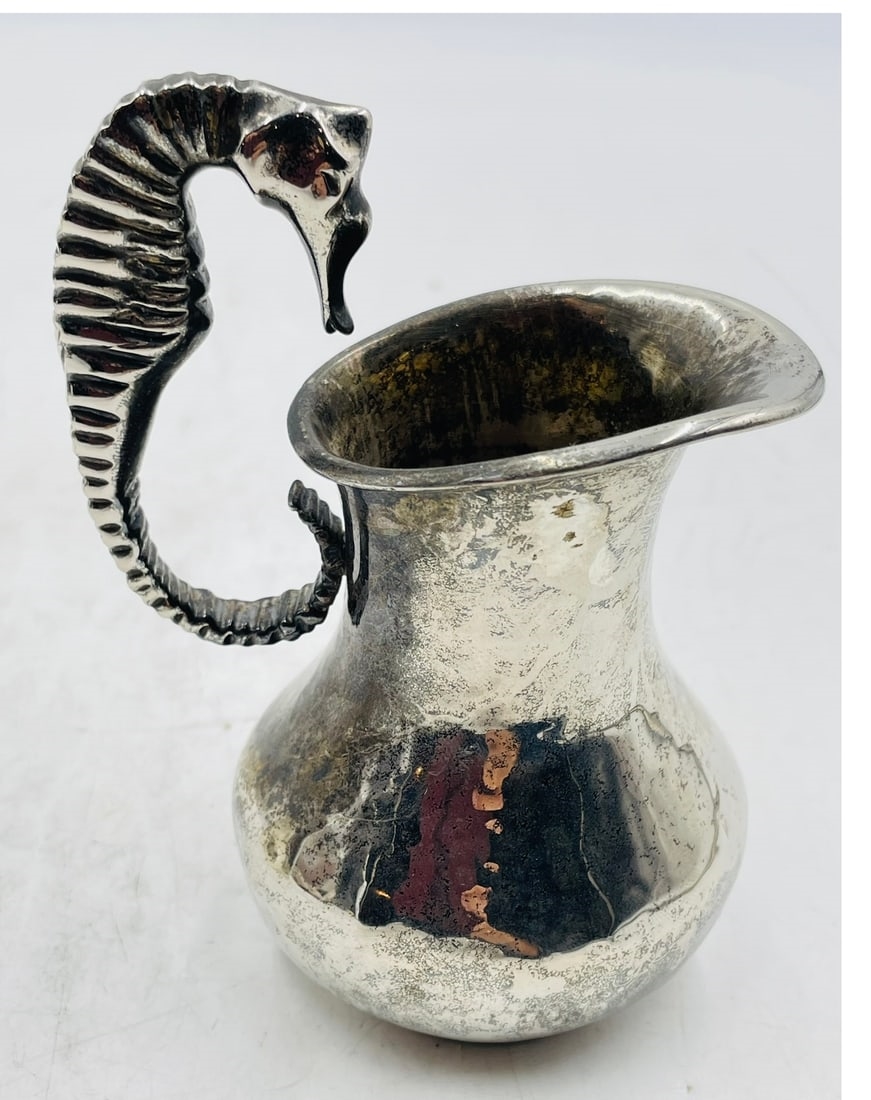 Artwork by Los Castillo, Los Castillo, Silver Creamer and Pitcher with Seahorse Handles, Mexico 1960's, Made of Silver Cream