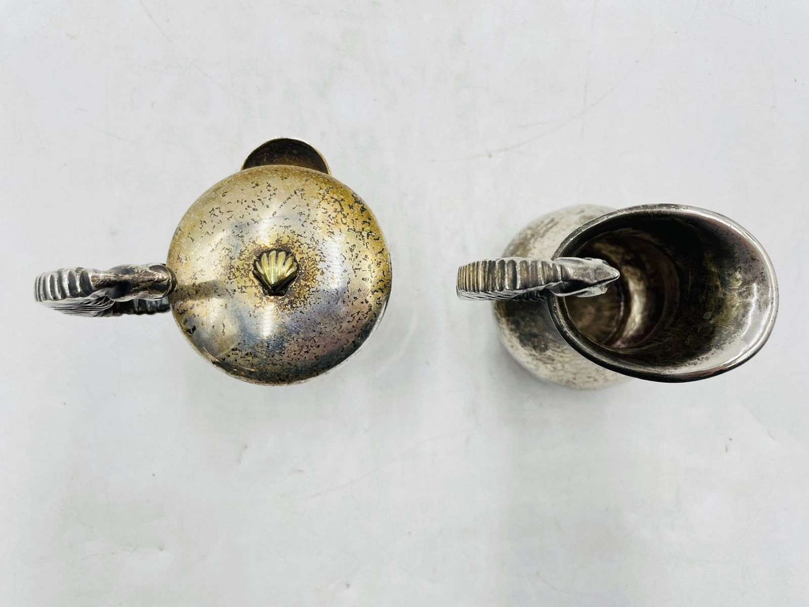 Artwork by Los Castillo, Los Castillo, Silver Creamer and Pitcher with Seahorse Handles, Mexico 1960's, Made of Silver Cream