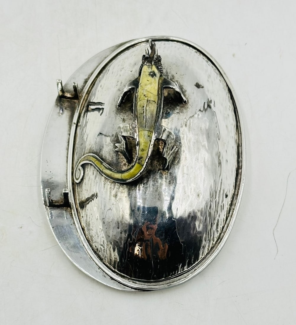 Artwork by Los Castillo, Vintage Butter/Cheese Dish in Hardstone & Silver-Plate by Los Castillo, Mexico 1970s, Made of Silver plated