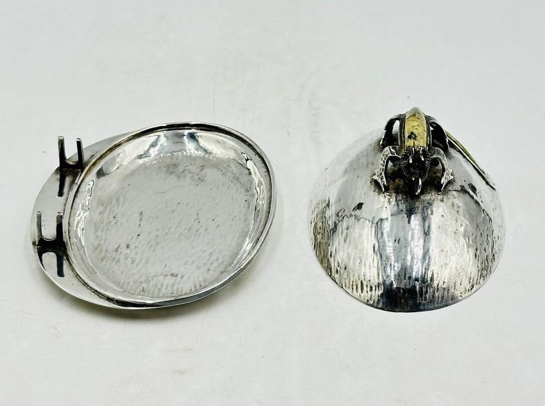 Artwork by Los Castillo, Vintage Butter/Cheese Dish in Hardstone & Silver-Plate by Los Castillo, Mexico 1970s, Made of Silver plated