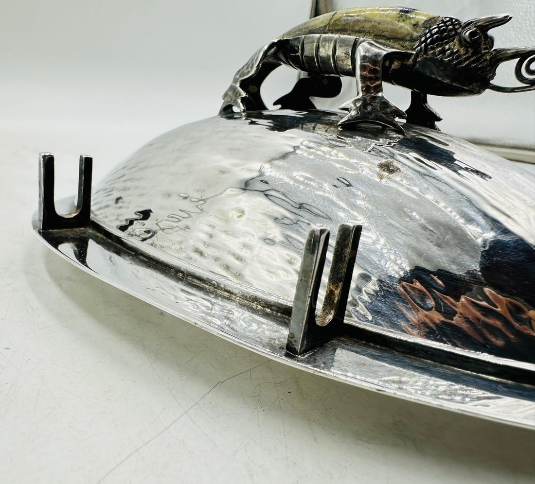 Artwork by Los Castillo, Vintage Butter/Cheese Dish in Hardstone & Silver-Plate by Los Castillo, Mexico 1970s, Made of Silver plated