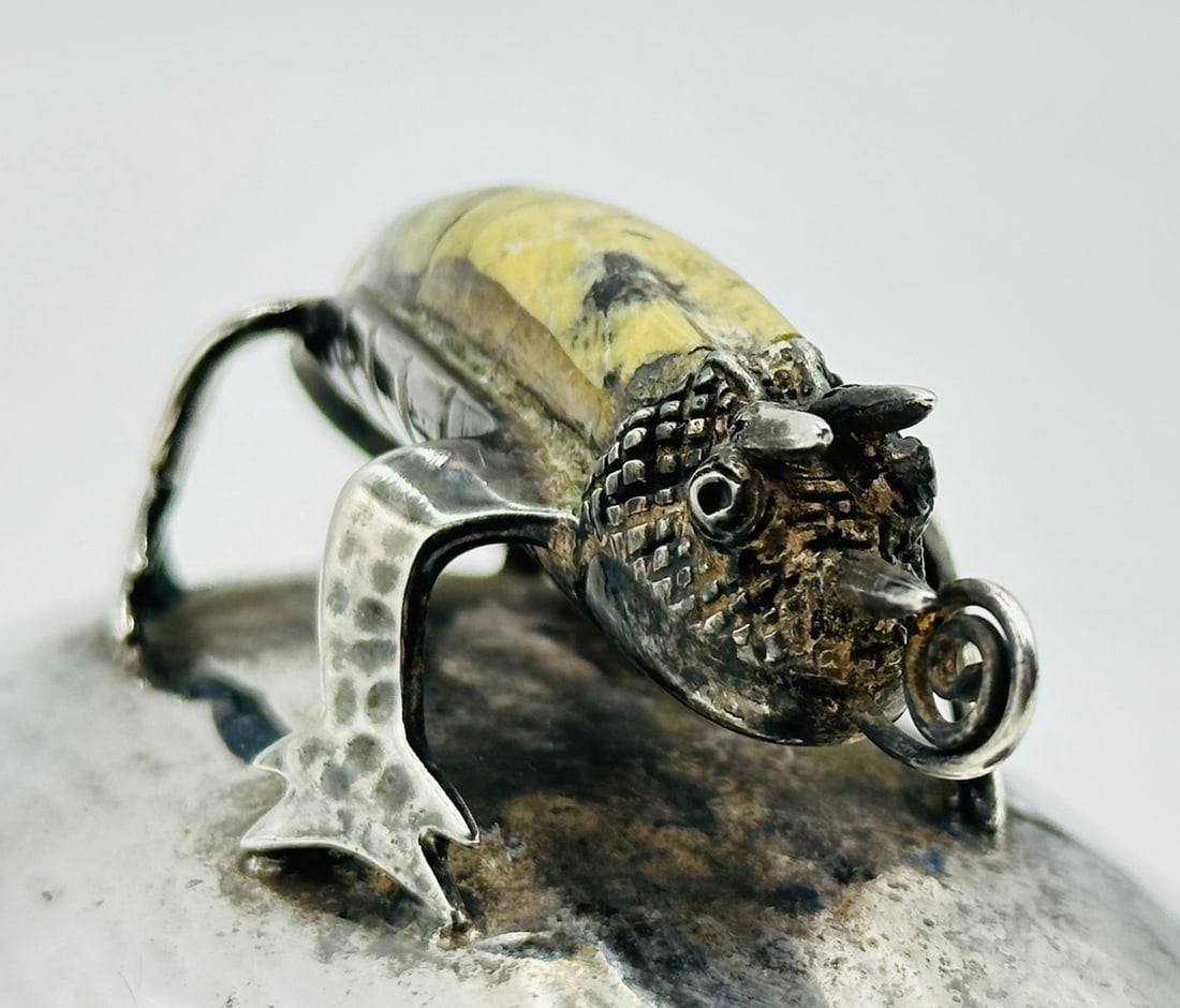 Artwork by Los Castillo, Vintage Butter/Cheese Dish in Hardstone & Silver-Plate by Los Castillo, Mexico 1970s, Made of Silver plated