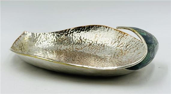 Catchall/Table Sculpture in Silver, Lapis Lazuli & Azurite by Los Castillo, Mexico 1960s