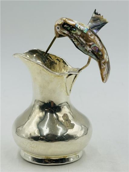 Los Castillo Hummingbird Pitcher With Abalone Shell Body, Mexico 20th Century