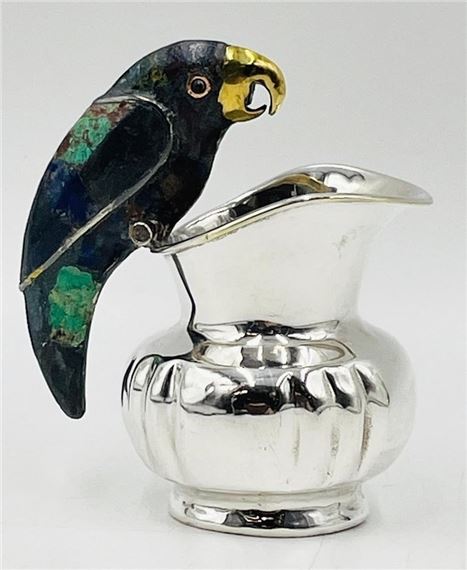 Silver Plated & Lapis Lazuli Pitcher by Los Castillo, Mexico 1970's, Signed