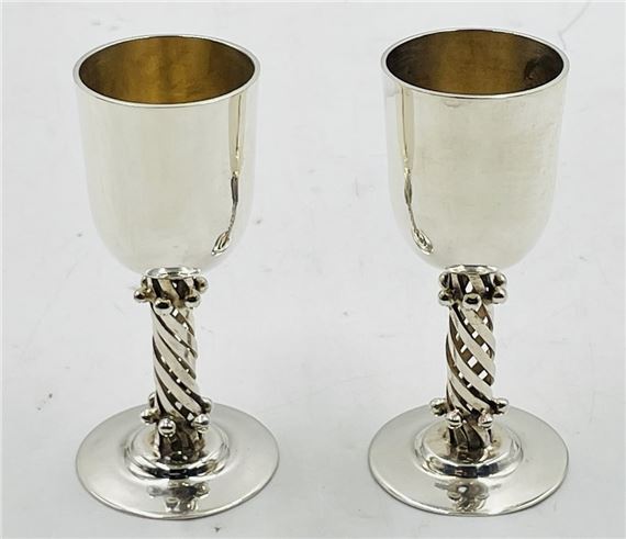 Pair of Silver-Plated Wine Goblets by Los Castillo, Mexico 1970s by Los Castillo, 1970s