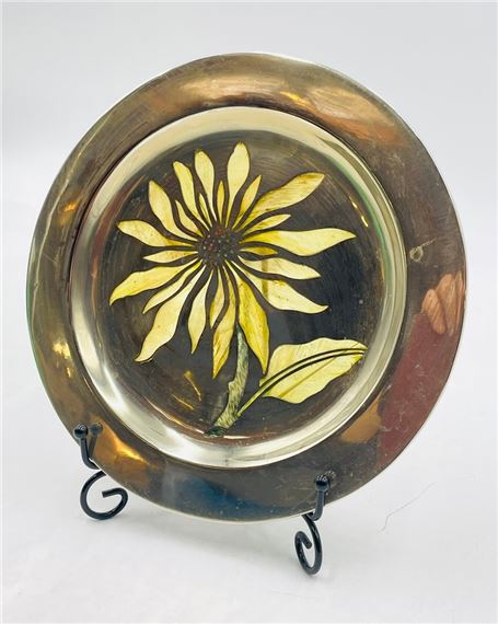One of a Kind Silver "Plique-A-Jour" Tray/Plater by Los Castillo, Hand-Painted