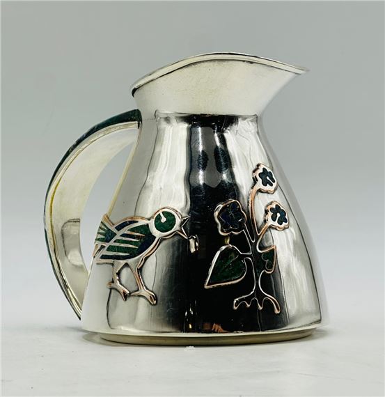 Los Castillo Silver & Malachite Pitcher Jug, Mexico 1960s