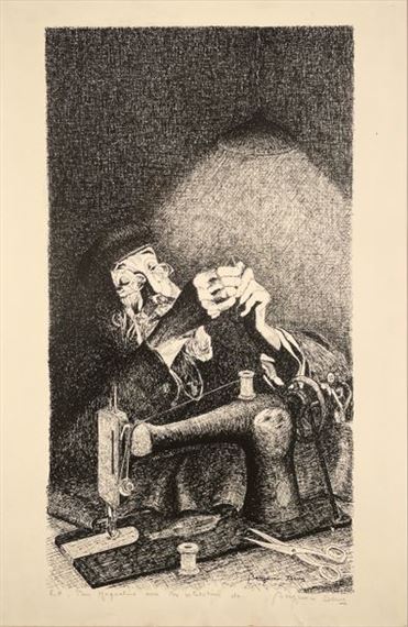 Benjamin DERRY (1943-2019) - The couturier Print on paper Signed in the plate, justified EA, dedicated and signed in pencil in the margin 46 x 32 cm (the sheet) (Unframed) - The Reading Print Signed in the plate, numbered 10/100, dedicated, dated and signed in the margin 32 x 45 cm (the sheet) (Not framed - Benjamin Derry