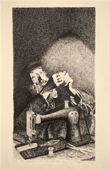 Benjamin DERRY (1943-2019) - The couturier Print on paper Signed in the plate, justified EA, dedicated and signed in pencil in the margin 46 x 32 cm (the sheet) (Unframed) - The Reading Print Signed in the plate, numbered 10/100, dedicated, dated and signed in the margin 32 x 45 cm (the sheet) (Not framed - Benjamin Derry