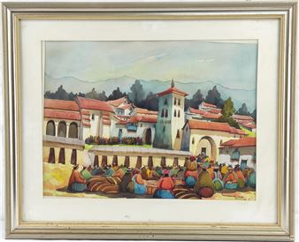 Peruanische Stadt mit Personen - Leonardo Condori