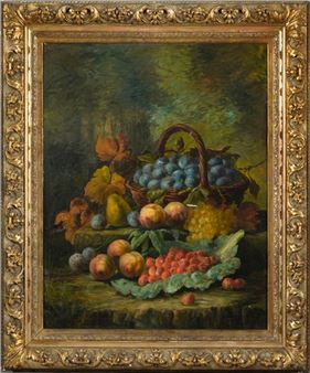 Still life with a basket of plums - Sureau