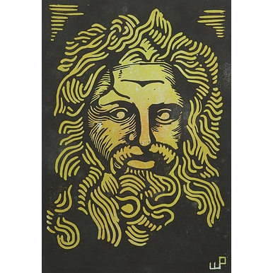 Artwork by Walter Persian, "Vatikan (Museum): Jupiter", Made of color linocut